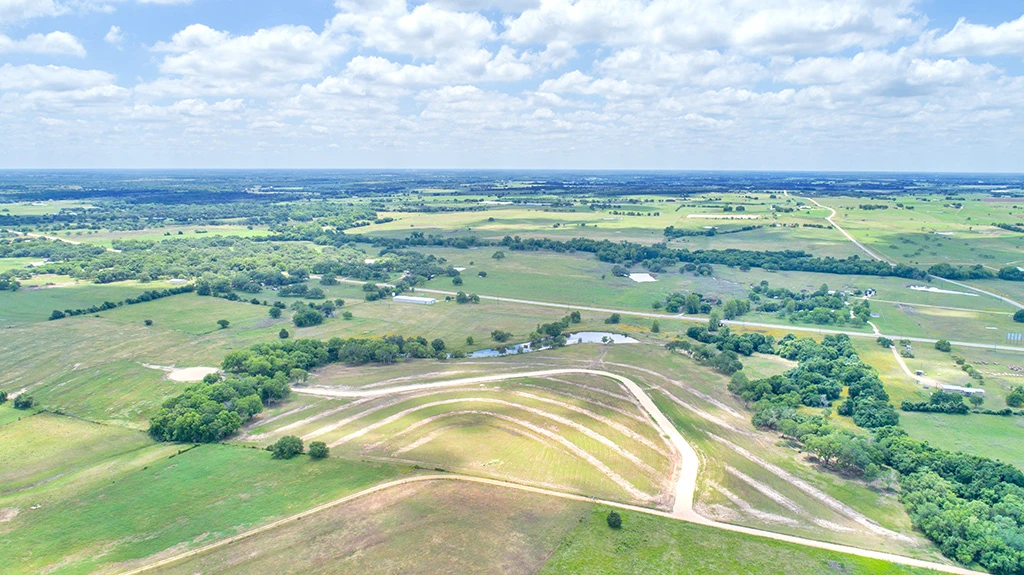 Aerial overview of the Creek Bend Estates community