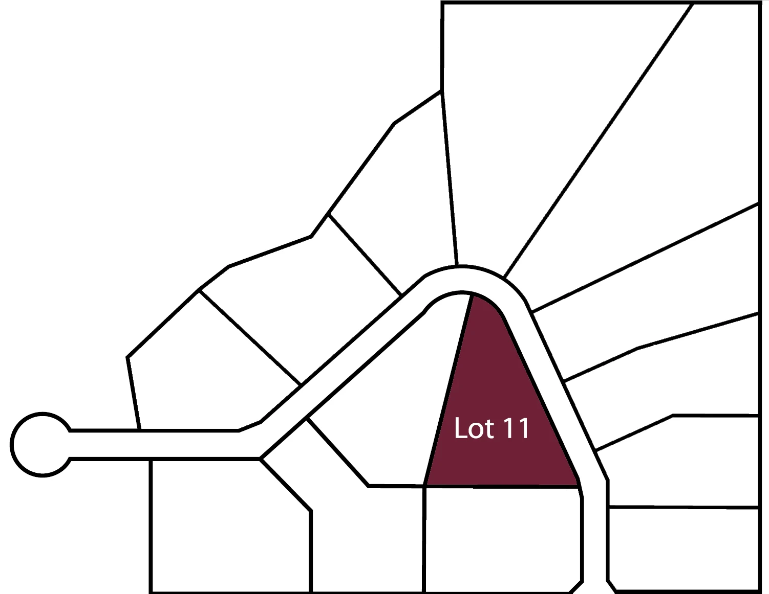 Lot 11 highlighted within the original community layout