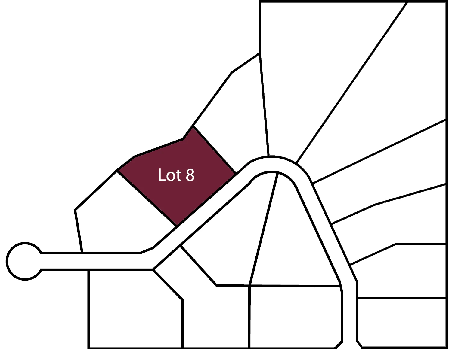 Lot 8 highlighted within the original community layout